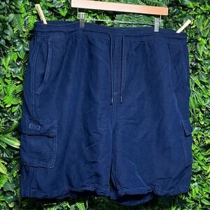 CUBAVERA‎ Shorts Men's 4X Blue Cargo Linen Blend Elastic Waist Drawstring  3284